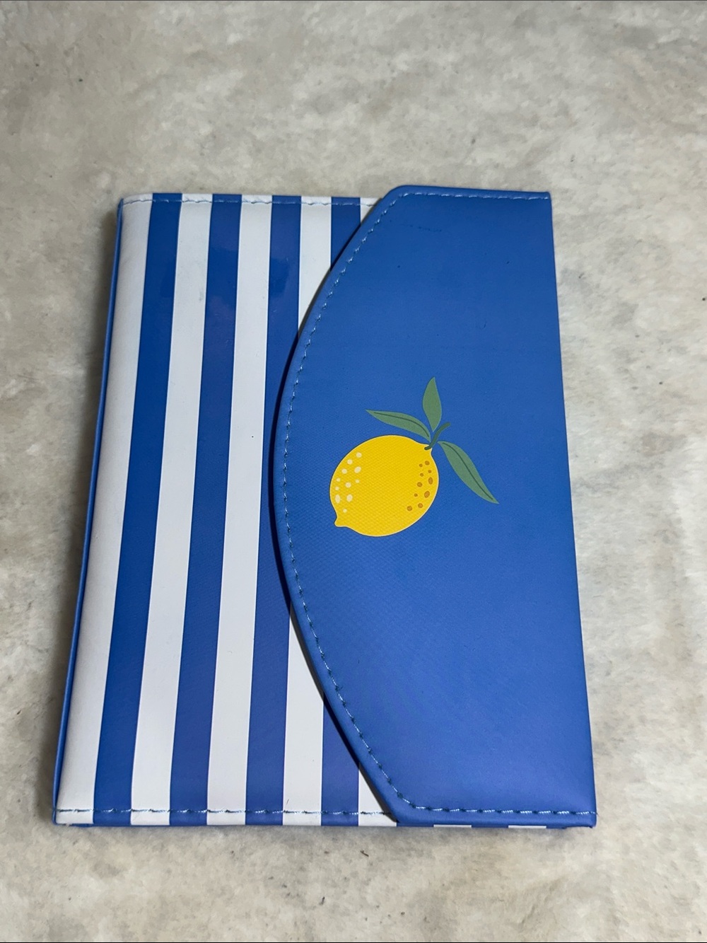 One design home faux leather bound blue and lemon journal